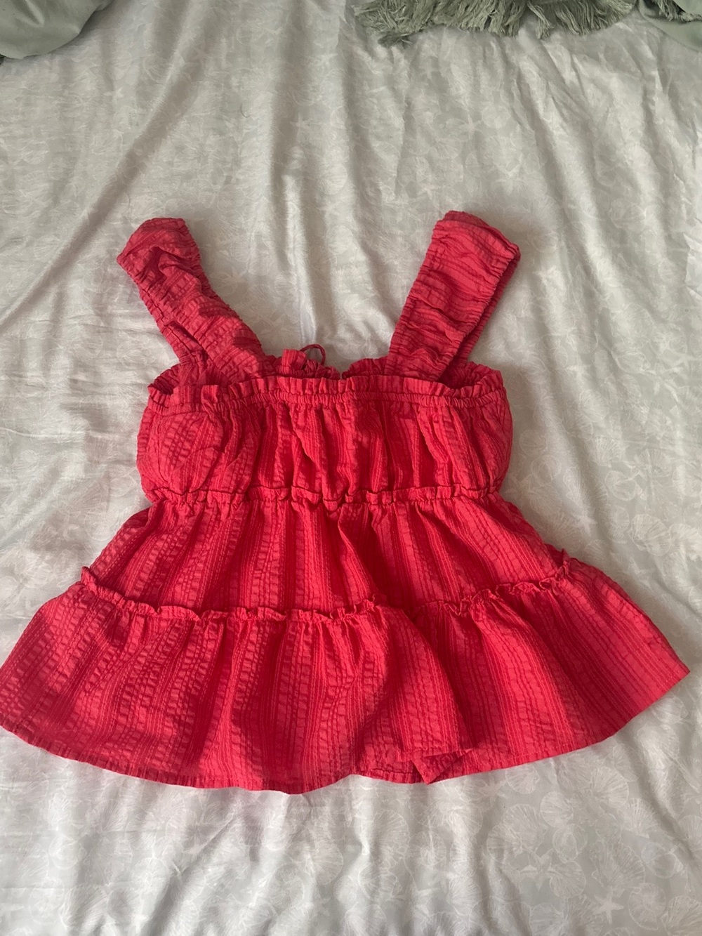 Red Ruffled Button-Front babydoll Top - Picture 3 of 3